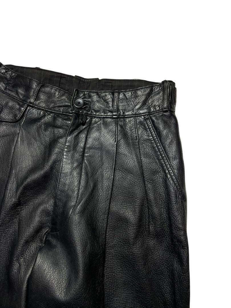 00s NICOLE SHEEP LEATHER WIDE TROUSERS Y2K レザー トラウザー 00s NICOLE SHEEP LEATHER WIDE TROUSERS Y2K レザー トラウザー