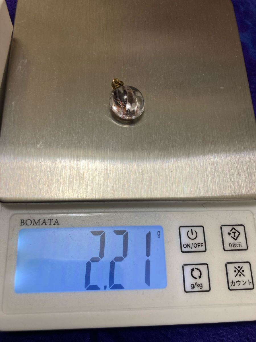 【未使用】H.P.FRANCE ペンダントトップ クォーツインクォーツ 貫入水晶 ポイントくっきり 赤鉄鉱石入り 箱あり_画像7