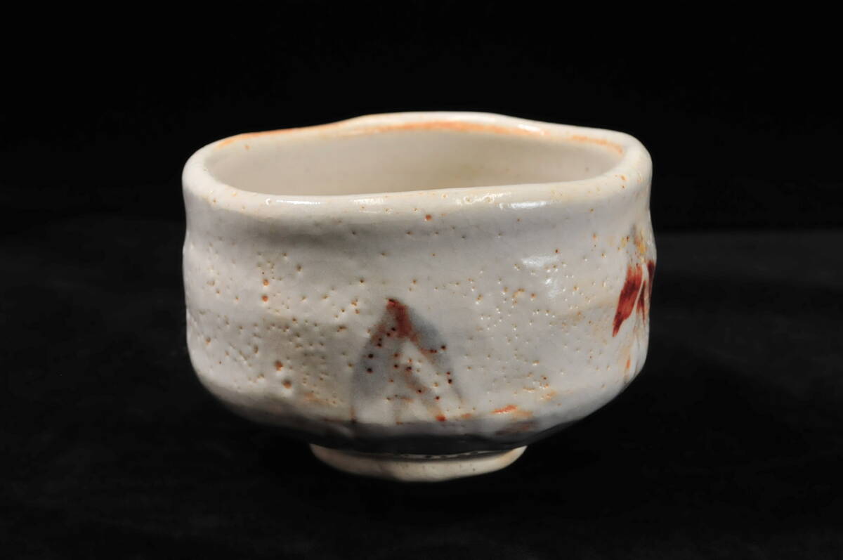 真作】 加藤光右衛門 志野 茶碗 共箱 山十窯 高さ:約8.5cm 口径 真作】 加藤光右衛門 志野 茶碗 共箱 山十窯 高さ:約8.5cm 口径