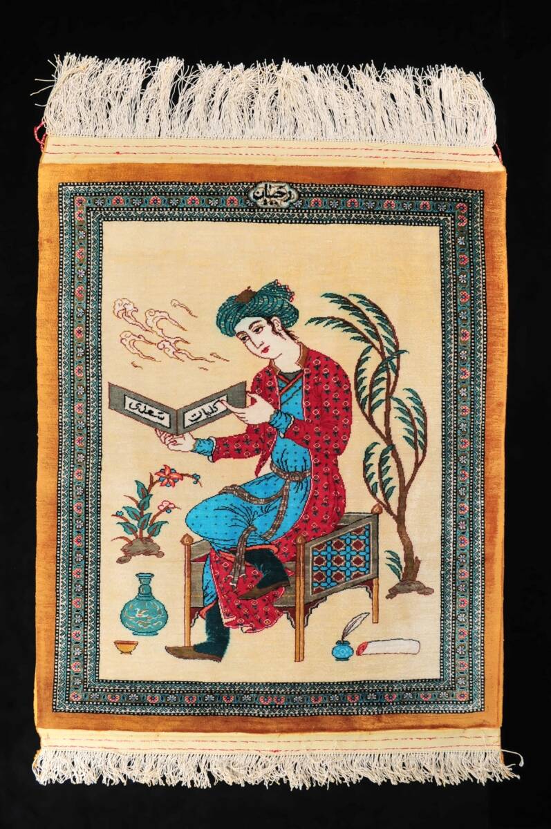 トルコ絨毯 シルク 56×69cm 保証書 T-25 19,OCT,1988 HAND MADE トルコ絨毯 シルク 56×69cm 保証書 T-25 19,OCT,1988 HAND MADE