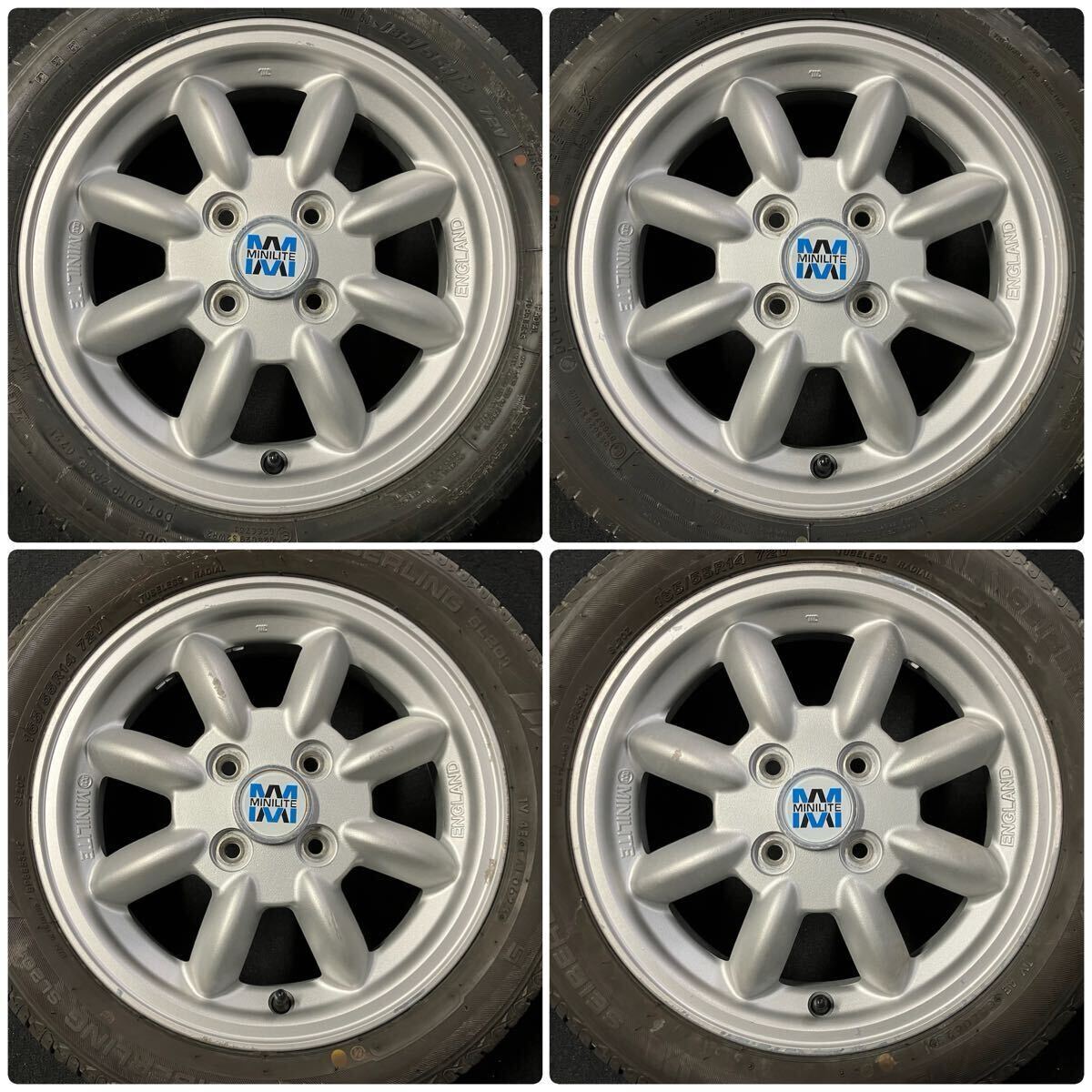 ミニライト 165/55R14 4.5J+45 4穴 PCD100 純正 14インチ アルミ ミニライト 165/55R14 4.5J+45 4穴 PCD100 純正 14インチ アルミ