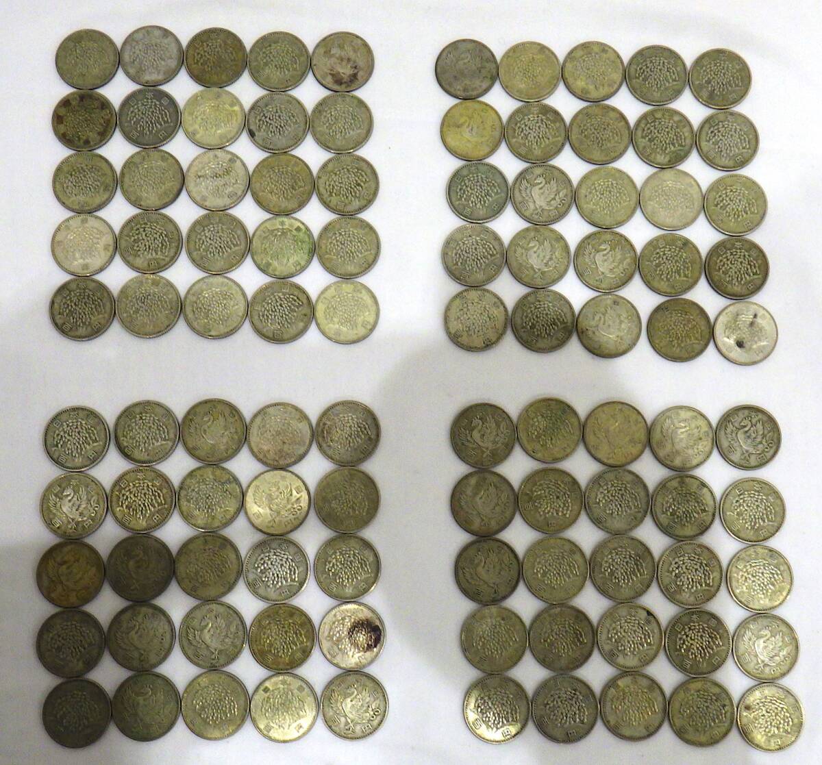 15092M】 ☆1円スタート☆ 100円銀貨 稲穂 鳳凰 100枚 総重量 約 15092M】 ☆1円スタート☆ 100円銀貨 稲穂 鳳凰 100枚 総重量 約