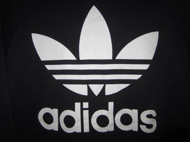 激安 即決！ adidas アディダス トレフォイル デカロゴ ラグラン スウェット パーカー 紺/白 M 三つ葉