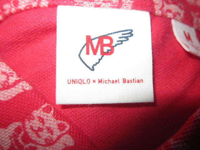 超レア UNIQLO × Michael Bastian ユニクロ マイケル バスティアン コラボ 招き貓 総柄 ポロシャツ M 和柄 ラッキーキャット レトロシャツ