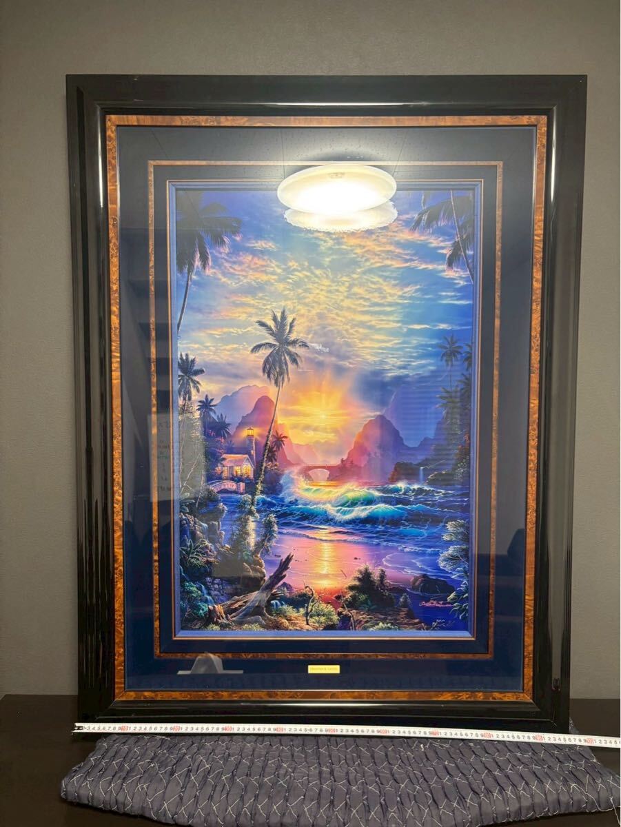 版画作品 「黄昏ハイウェイ」（夕暮れの首都高とフェラーリ