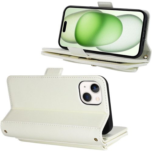 Eastwave for iPhone 15 Plus 財布型 カード収納 小銭入れ PUレザー 6色 ホワイト 1085_画像6