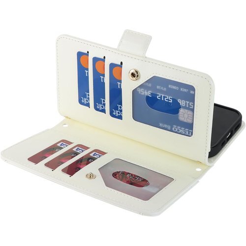 Eastwave for iPhone 15 Plus 財布型 カード収納 小銭入れ PUレザー 6色 ホワイト 1085_画像5