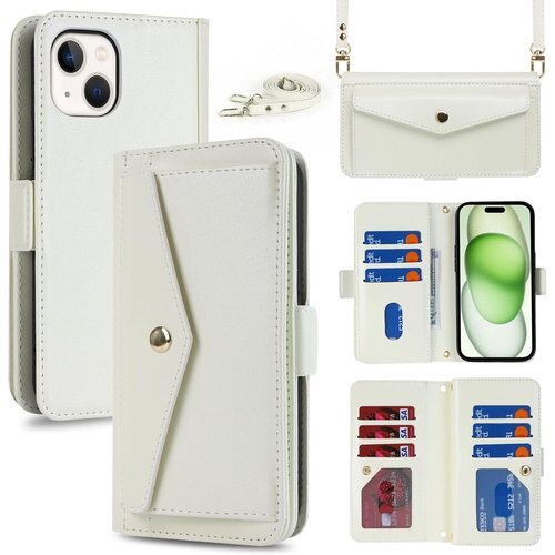 Eastwave for iPhone 15 Plus 財布型 カード収納 小銭入れ PUレザー 6色 ホワイト 1085_画像1