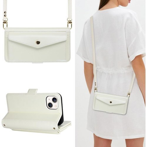 Eastwave for iPhone 15 Plus 財布型 カード収納 小銭入れ PUレザー 6色 ホワイト 1085_画像3