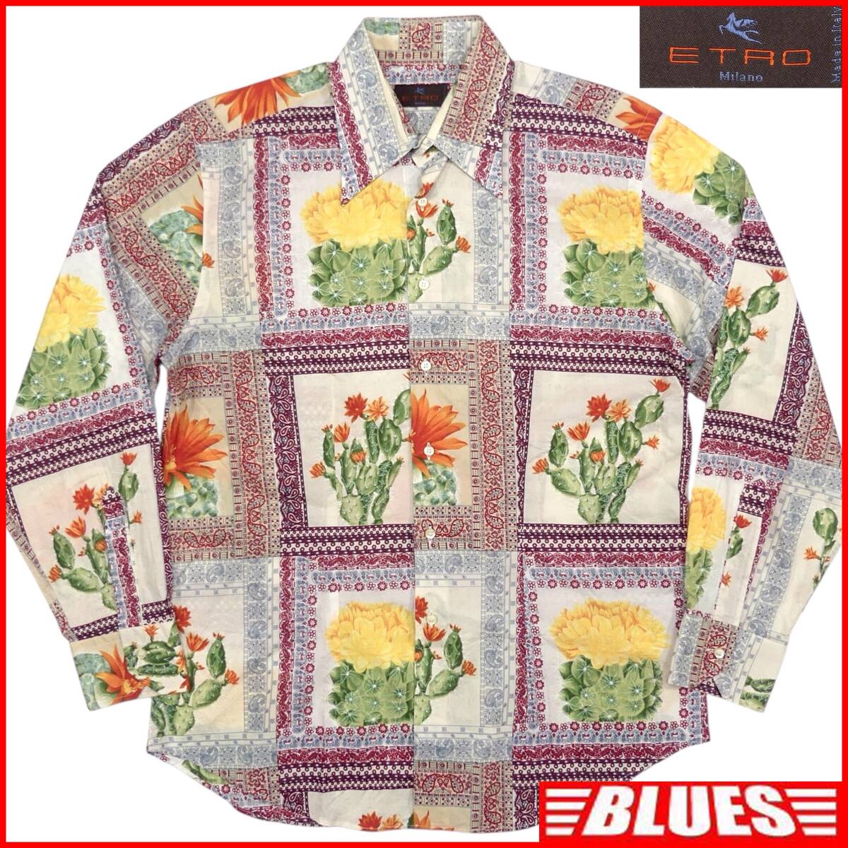 即決 ETRO メンズ XL シャツ エトロ 42 サボテン 総柄 即決 ETRO メンズ XL シャツ エトロ 42 サボテン 総柄