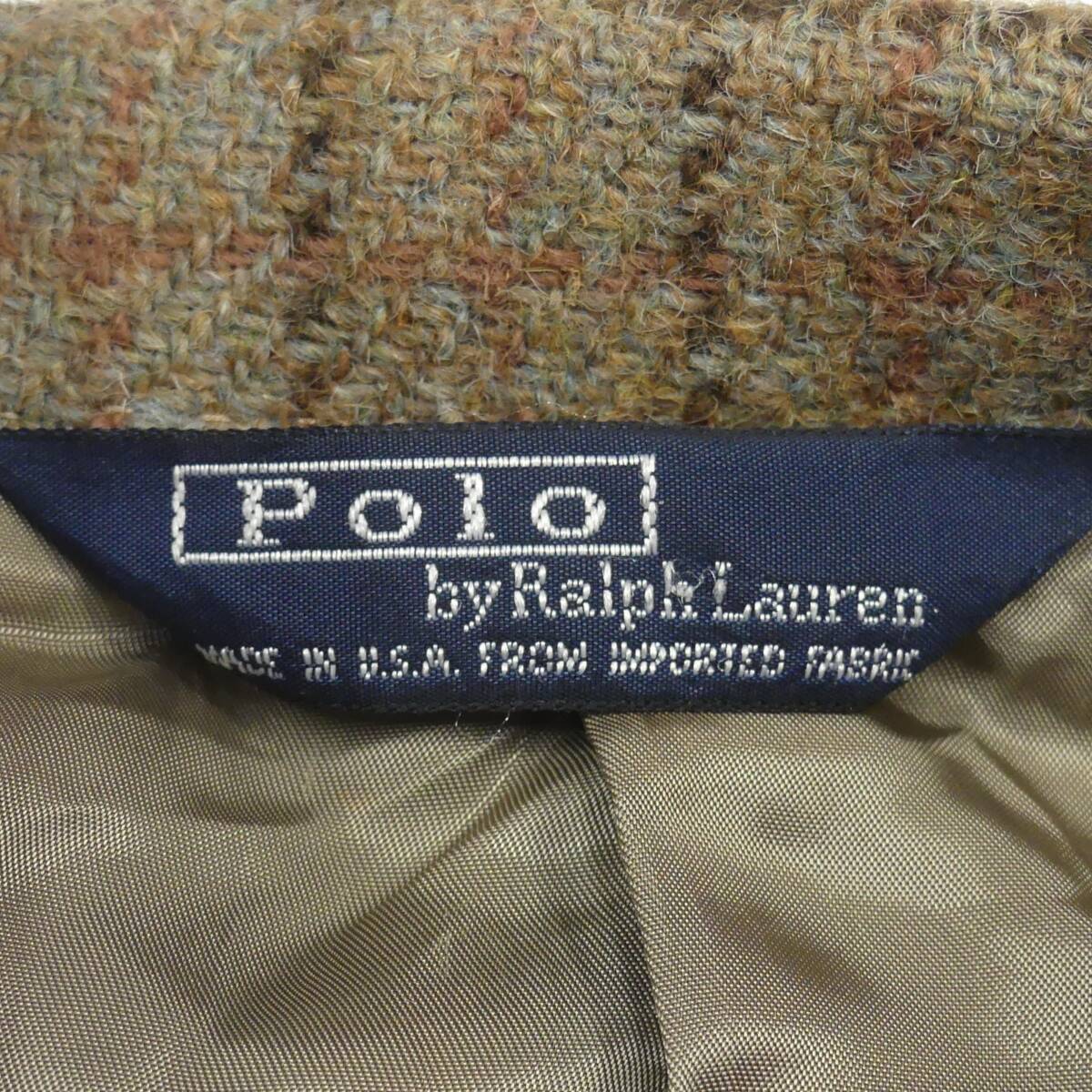 即決★POLO RALPH LAUREN★メンズ L テーラードジャケット ラルフローレン 40R 茶 ウール チェック ブレザー 上着 アウター_画像5