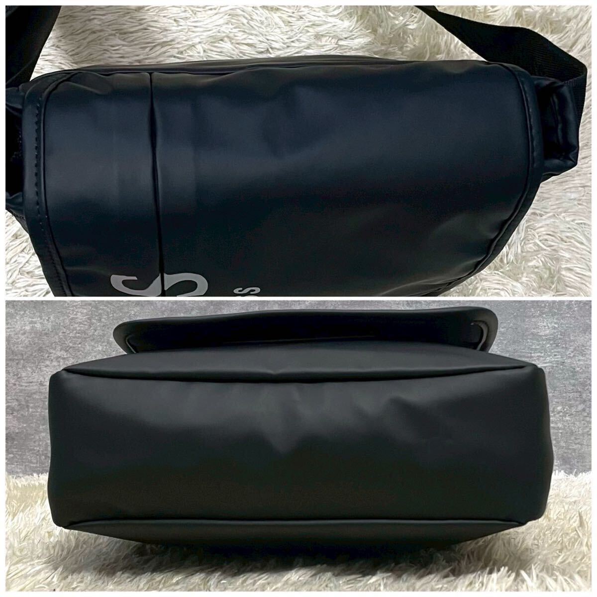 1円? 極美品 HUGO BOSS ヒューゴボス ボディバッグ ショルダーバッグ レザー ブラック 黒 メンズ デカロゴ サコッシュ メッセンジャー