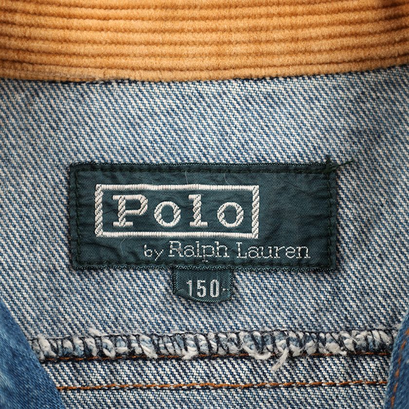 90’s Polo by Ralph Lauren ポロ ラルフローレン 襟コーデュロイデニムジャケット キッズ150サイズ インディゴブルー（ジャンク商品）