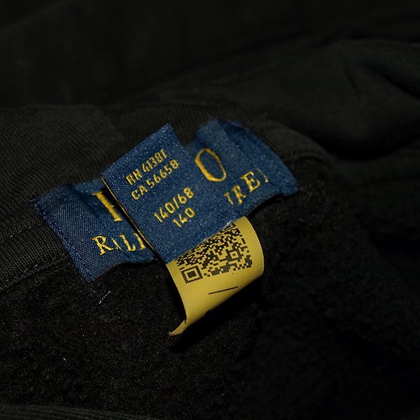 POLO RALPH LAUREN◇ポロ ラルフローレン?フーディー◇ボーイズS（8）140サイズ　ブラック　里起毛　美品
