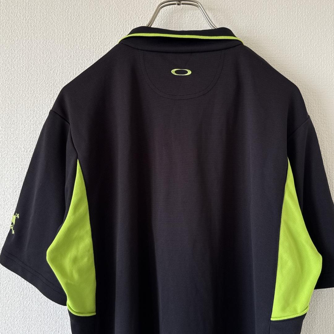 OAKLEY ハーフジップポロ　ブラック　スカル刺繍XL