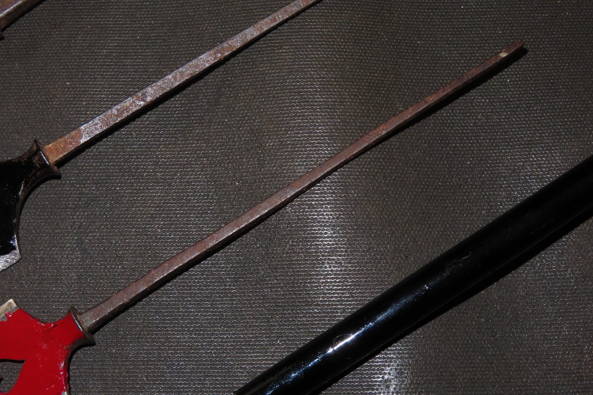 透矢尻 四本 鉄 江戸 箱付 24.6×刀身7.5×幅3cm 130/650g(鍔 透矢尻 四本 鉄 江戸 箱付 24.6×刀身7.5×幅3cm 130/650g(鍔