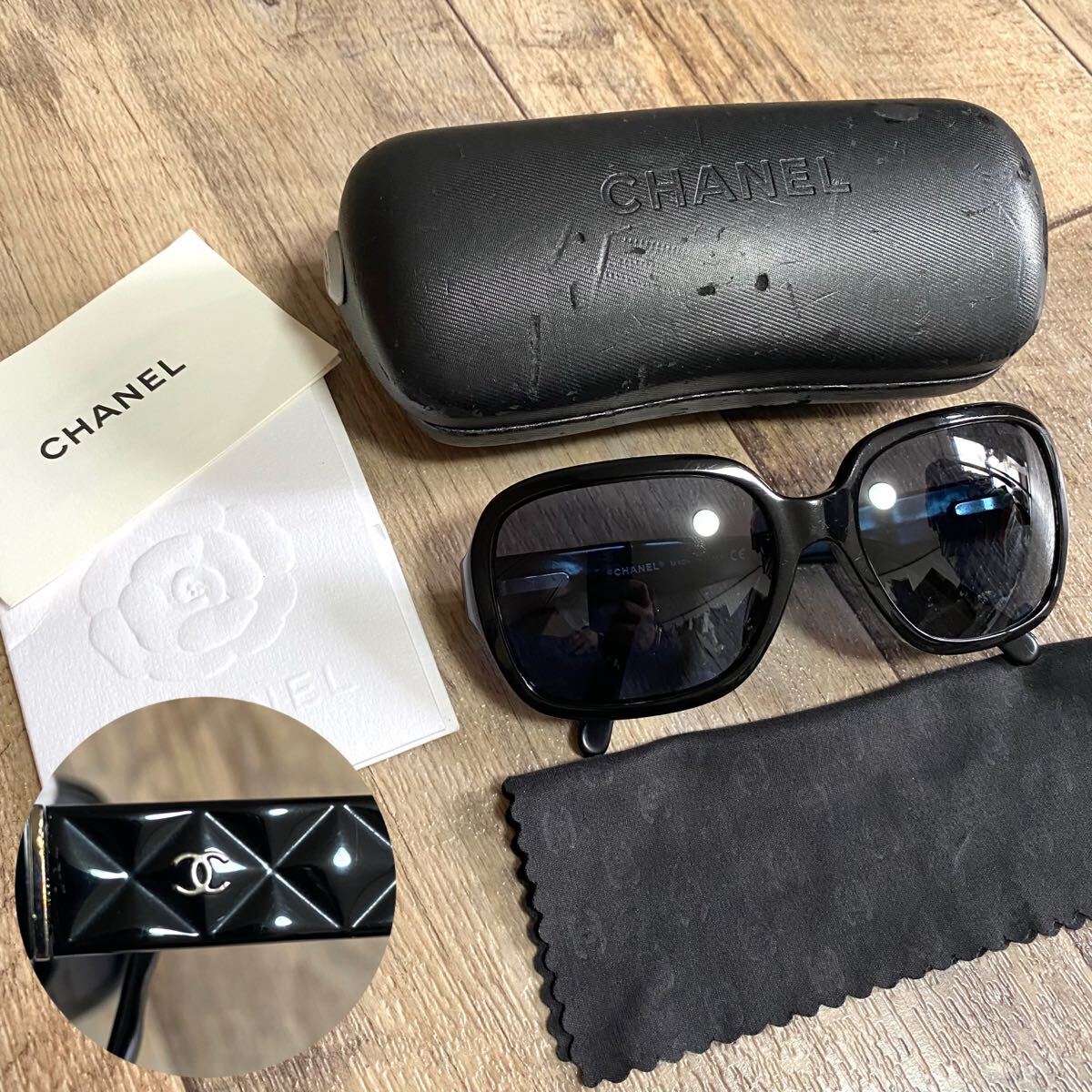 正規品 CHANEL シャネル ココマーク マトラッセ サングラス 黒 正規品 CHANEL シャネル ココマーク マトラッセ サングラス 黒