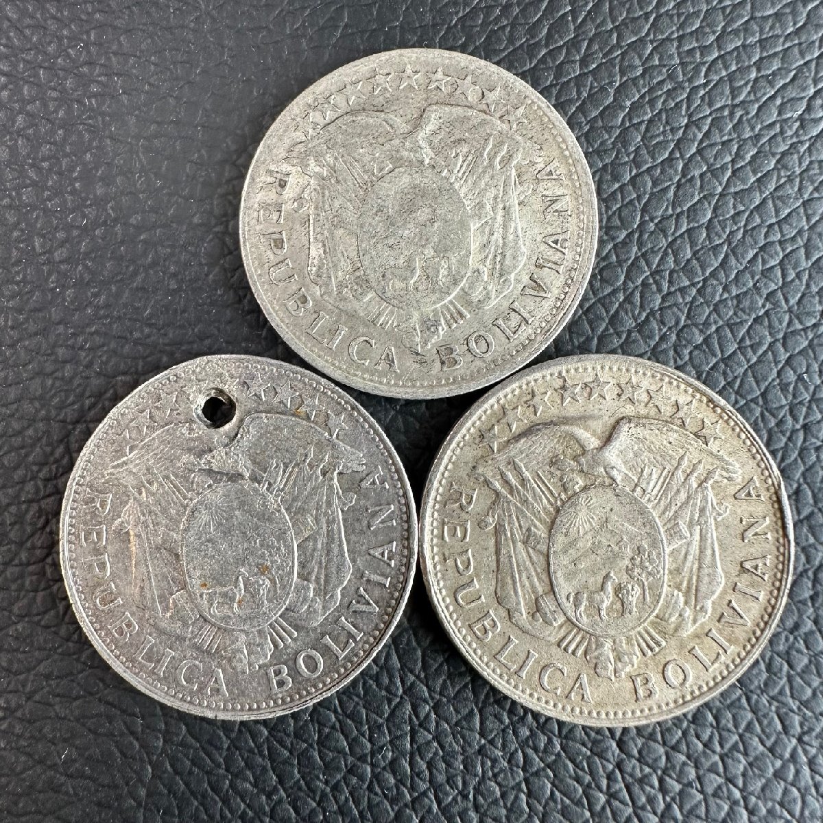 高評価レビュー 1円～◇◇ボリビア銀貨◇◇1900年/1901年 50センタボ 穴 銀貨 コレクション
