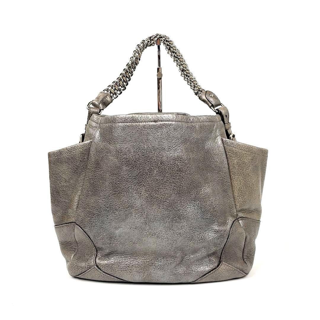 美品】PRADA プラダ トートバッグ チェーン シルバー金具 裏地総 美品】PRADA プラダ トートバッグ チェーン シルバー金具 裏地総