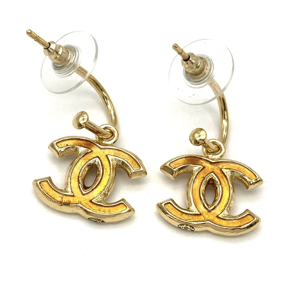Chanel CHANEL здесь Mark серьги metal resin 11C Gold swing