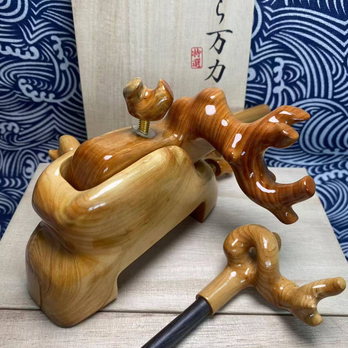 ☆ 山桧☆ 銘木 特選品 大型大砲万力 収納袋付き 天然木 ☆ 山桧☆ 銘木 特選品 大型大砲万力 収納袋付き 天然木