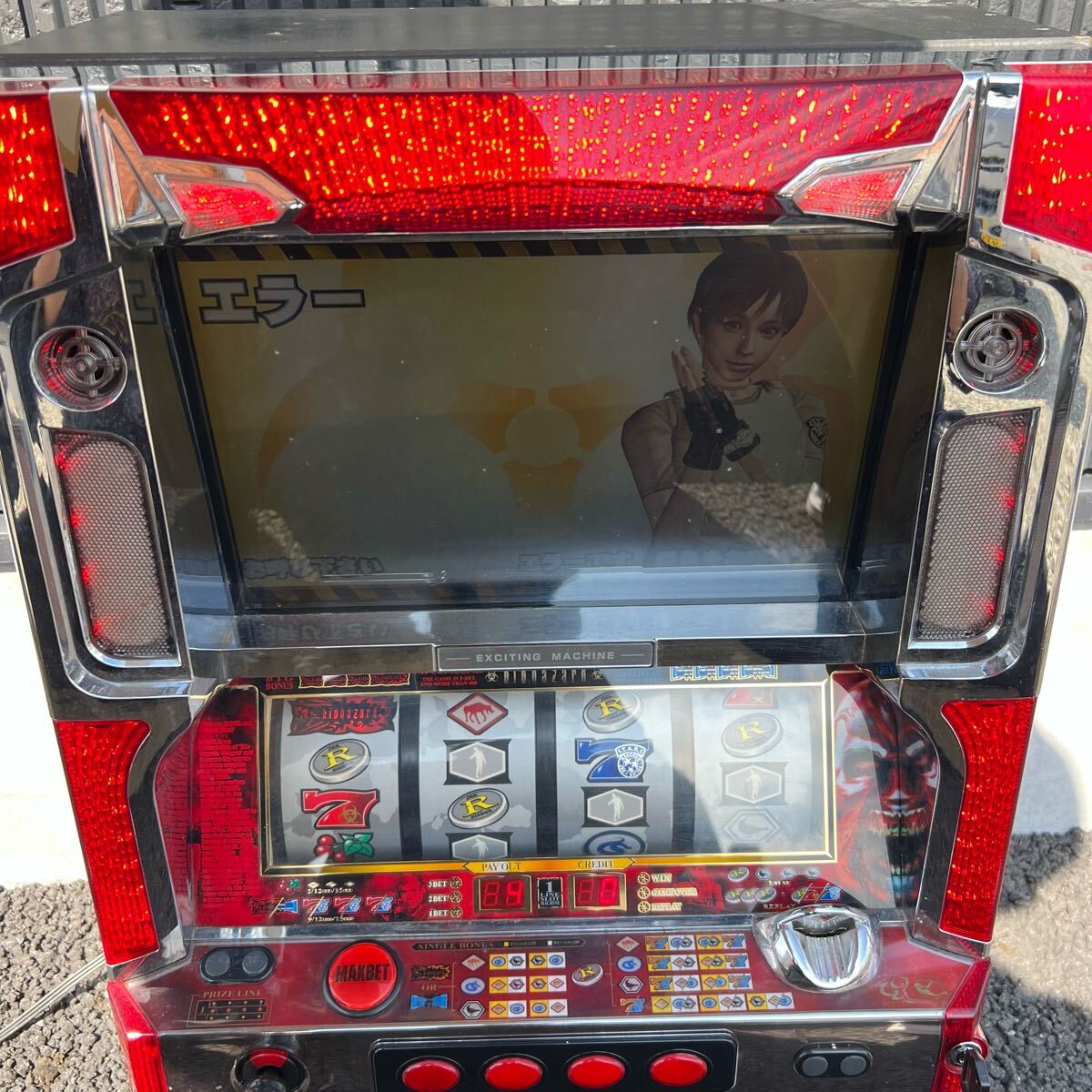 山佐 パチスロ「バイオハザード」「2008年」コイン不要機 動作 山佐 パチスロ「バイオハザード」「2008年」コイン不要機 動作