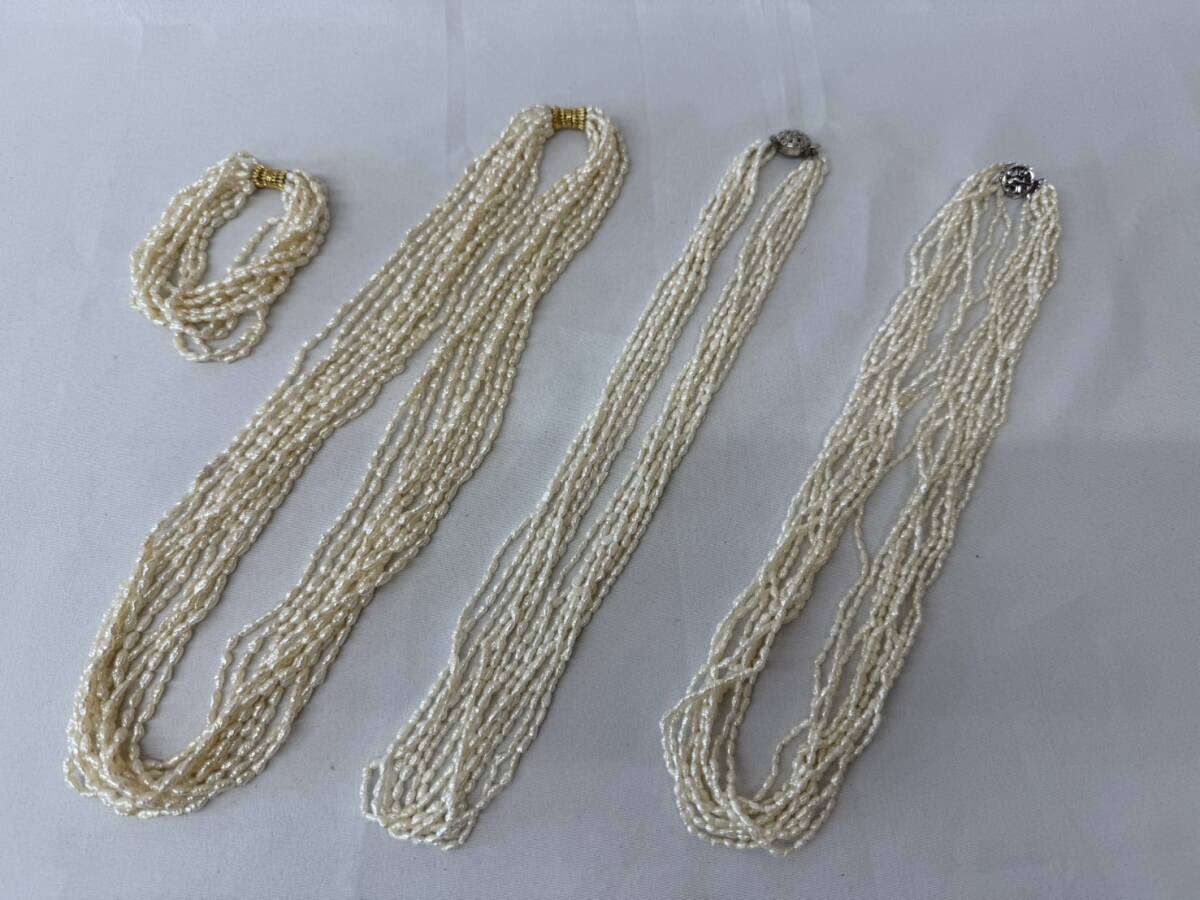 D848】美品 パール 真珠 淡水パール ケシパール 7連 10連 D848】美品 パール 真珠 淡水パール ケシパール 7連 10連