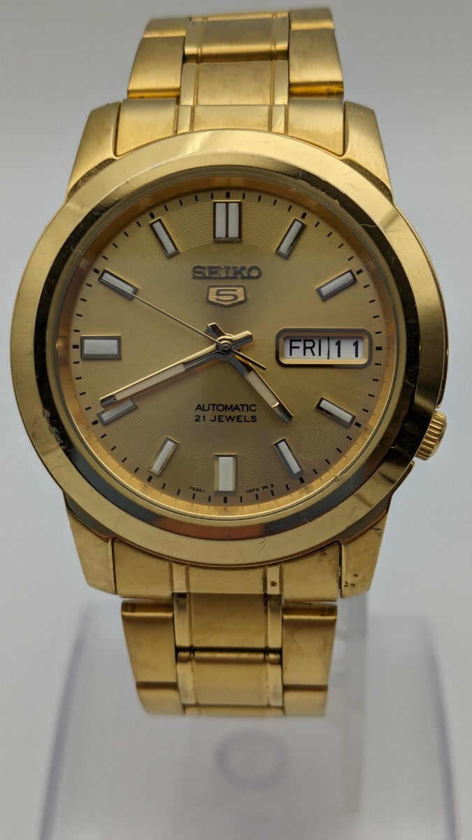 △ SEIKO セイコー 5 デイデイト 7S26-02W0 自動巻き AT 21石 裏 △ SEIKO セイコー 5 デイデイト 7S26-02W0 自動巻き AT 21石 裏