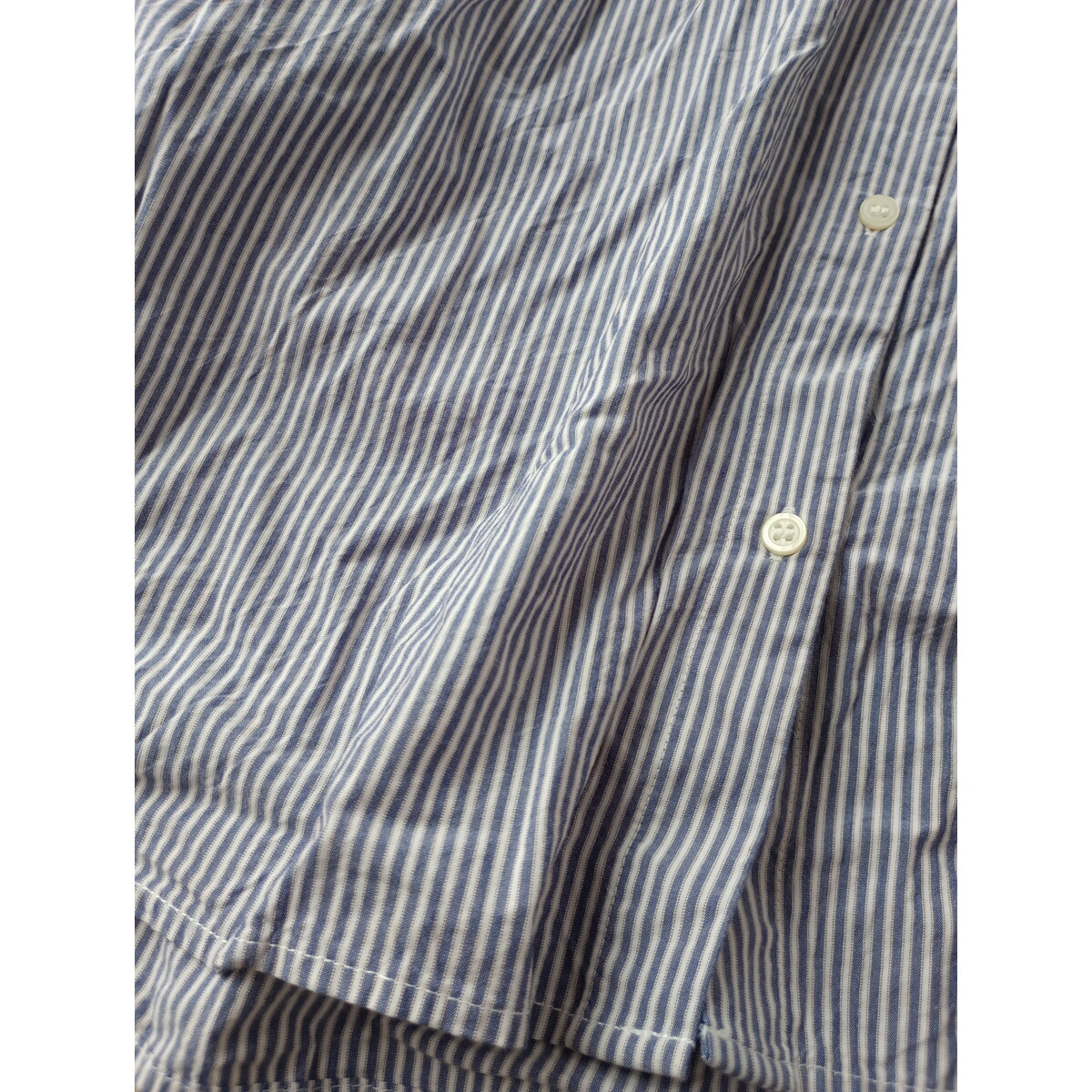 AMERICAN HOLIC アメリカンホリック「リラクシーなこなれ感?」コットン レーヨン マリン フード シャツ ストライプ 羽織 L (41Y＋2872)