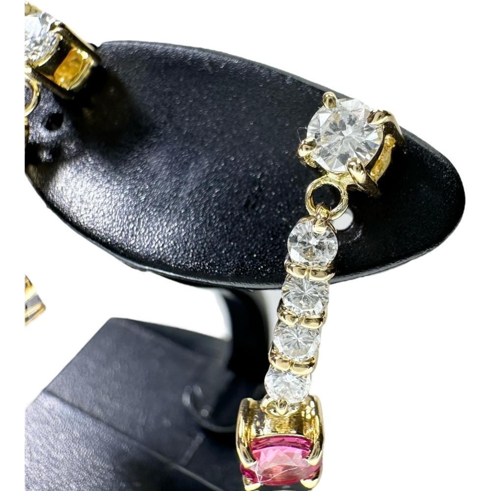ピンクサファイア 計0.38ct ダイヤモンド 計0.32ct ピアス K18ゴールド 2.4g レディース