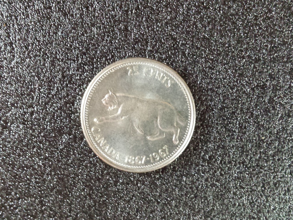 銀貨 カナダ 25セント 1967年 カナダ連邦100年記念 エリザベス2 銀貨 カナダ 25セント 1967年 カナダ連邦100年記念 エリザベス2