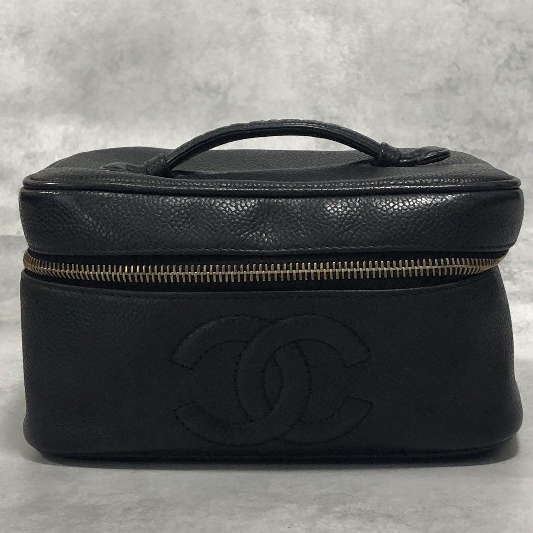 【お洒落♪】CHANEL ポーチ レザー CHANEL 黒 レザーポーチ ボックス型