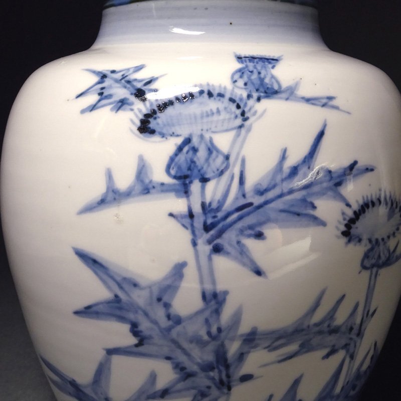 慶應◇人間国宝【近藤悠三】作 薊染付花瓶 高さ20.5cm 共箱付 慶應◇人間国宝【近藤悠三】作 薊染付花瓶 高さ20.5cm 共箱付