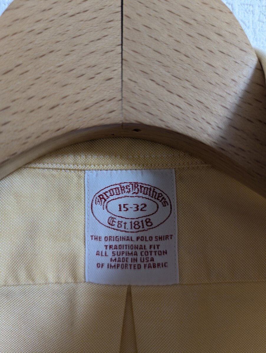 美品　USA制　Brooks Brothers　ブルックスブラザーズ　シャツ　イエロー　オックスフォード　ボタンダウン　TRADITIONAL FIT