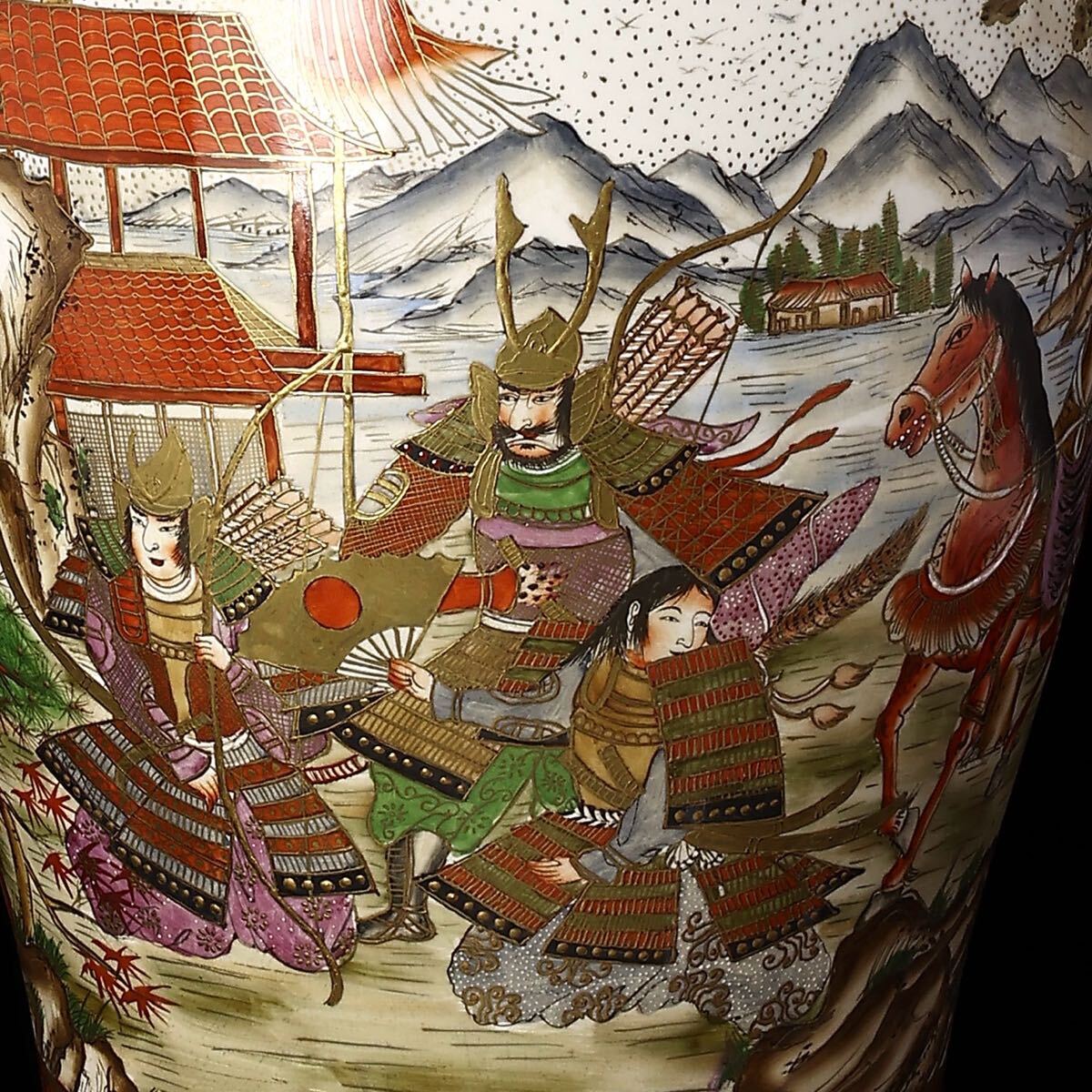 薩摩焼 景徳鎮描金人物百花柄 飾壺 花瓶 古美術 骨董品 壺 花器 薩摩焼 景徳鎮描金人物百花柄 飾壺 花瓶 古美術 骨董品 壺 花器