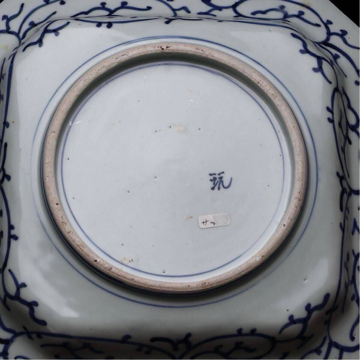 美品 古伊万里 染付 大皿 線描き 八角皿 八角 角皿 和食器 隅切 美品 古伊万里 染付 大皿 線描き 八角皿 八角 角皿 和食器 隅切