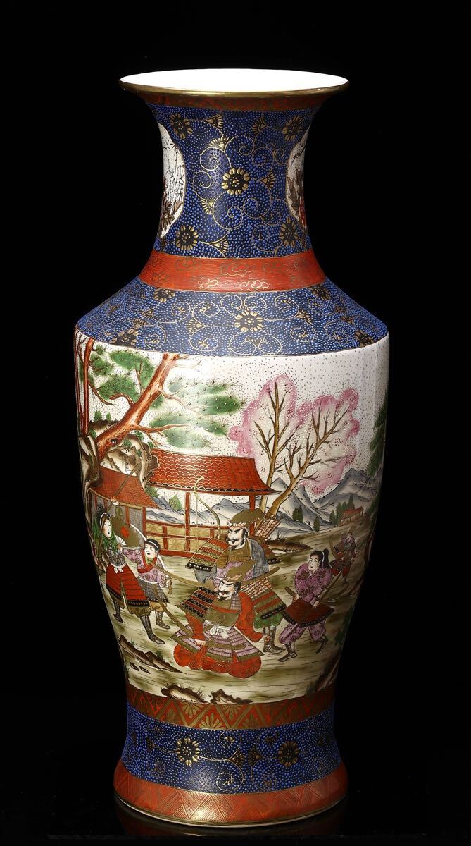 薩摩焼 景徳鎮描金人物百花柄 飾壺 花瓶 古美術 骨董品 壺 花器 薩摩焼 景徳鎮描金人物百花柄 飾壺 花瓶 古美術 骨董品 壺 花器