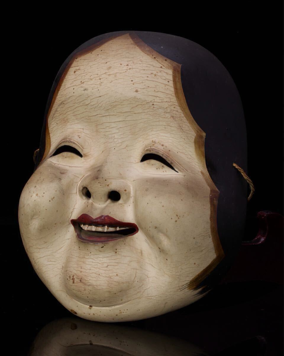 希少・時代木彫面】お多福 おたふく おかめ 能面 神楽面 舞楽面 希少・時代木彫面】お多福 おたふく おかめ 能面 神楽面 舞楽面
