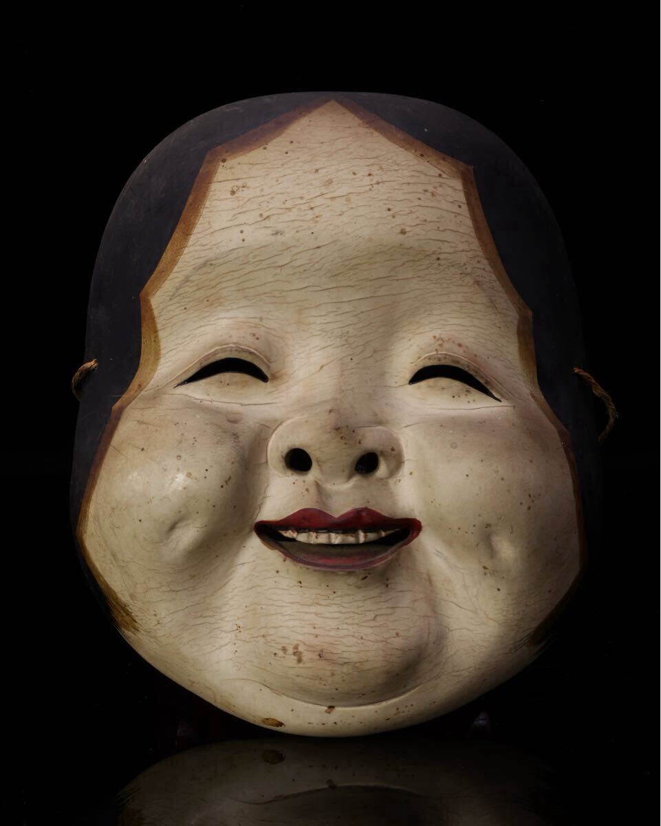 希少・時代木彫面】お多福 おたふく おかめ 能面 神楽面 舞楽面 希少・時代木彫面】お多福 おたふく おかめ 能面 神楽面 舞楽面
