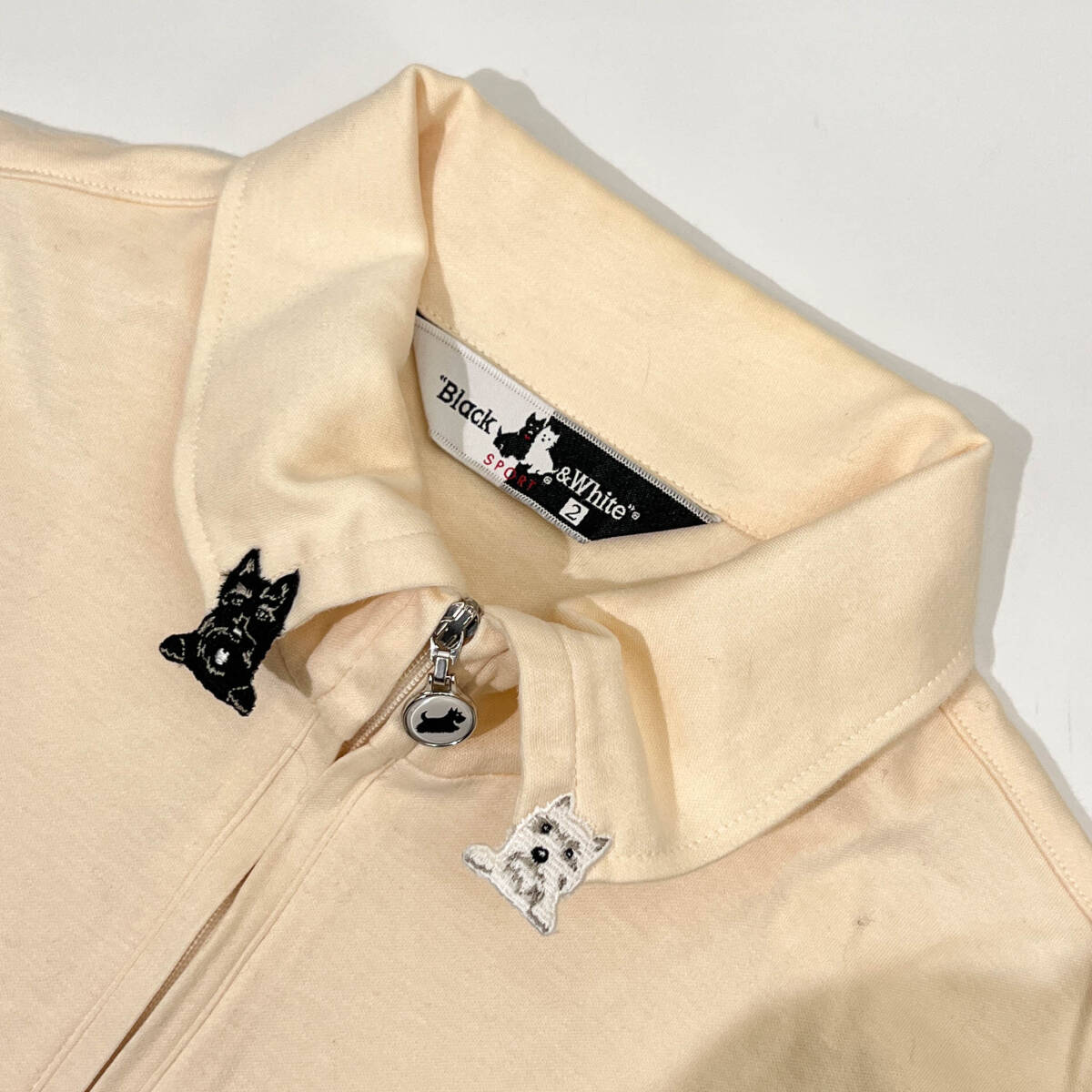 Black & White ブラックアンドホワイト ハーフジップ 天竺 ポロシャツ 2/アイボリー レディース ゴルフ_画像3