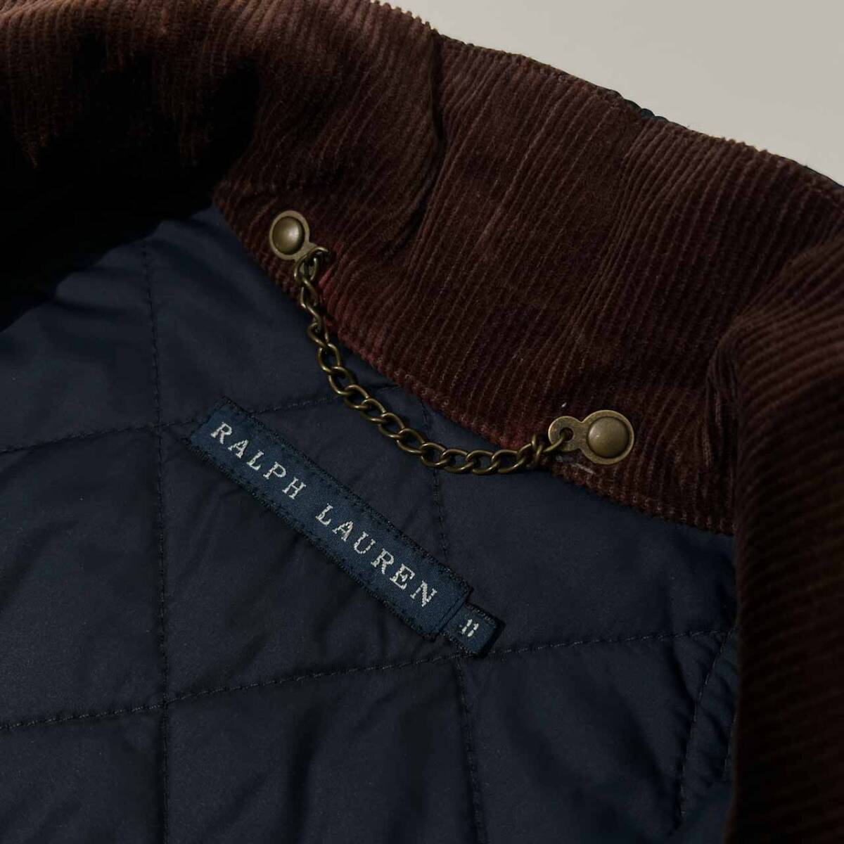 RALPH LAUREN ラルフローレン ダブルジップ キルティング ライトベスト 11 /ネイビー/レディース/部分レザー