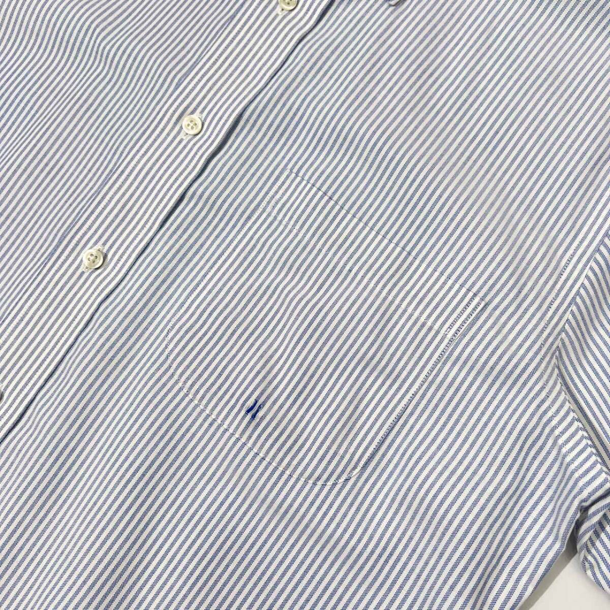 Brooks Brothers ブルックスブラザーズ ストライプ柄 BD 半袖 オックスフォード シャツ 15 /メンズ/ノンアイロン/水色系