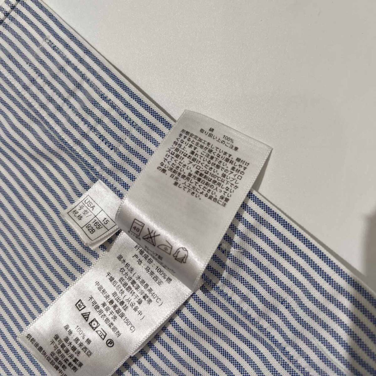 Brooks Brothers ブルックスブラザーズ ストライプ柄 BD 半袖 オックスフォード シャツ 15 /メンズ/ノンアイロン/水色系