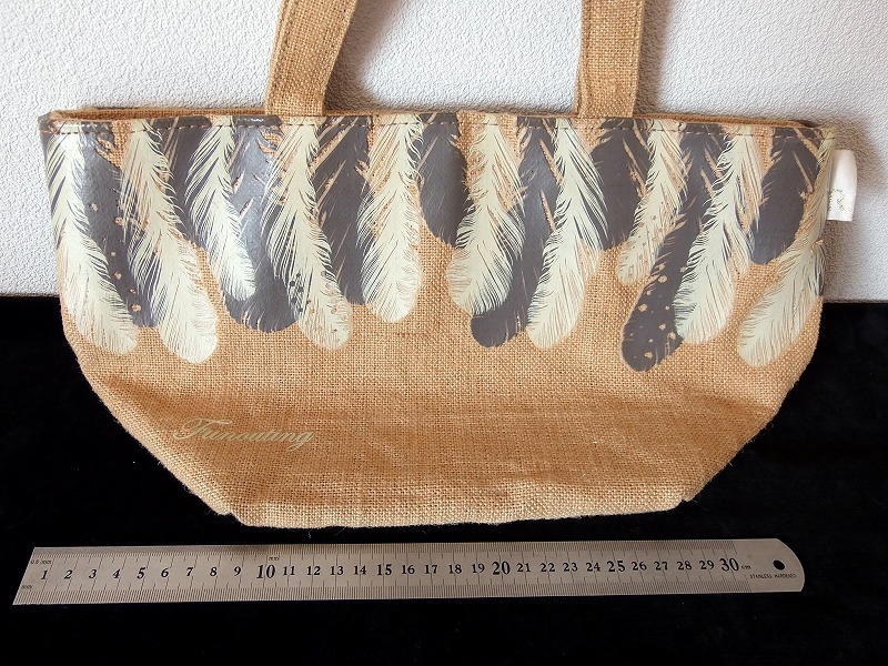 麻製トートバッグ/マチ広です■ROOTOTE/スーパープランニング ■口綴じた幅375×本体高210×底幅160㎜ ★内側/外側底に汚れ ■送料￥660～_画像2