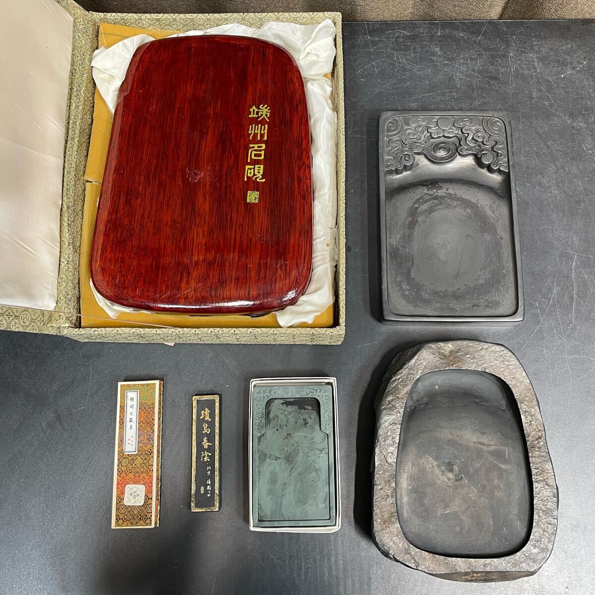 EN-124】書道具 6点まとめ 端州石硯 雨畑硯 龍渓硯 南極星輝 百 EN-124】書道具 6点まとめ 端州石硯 雨畑硯 龍渓硯 南極星輝 百