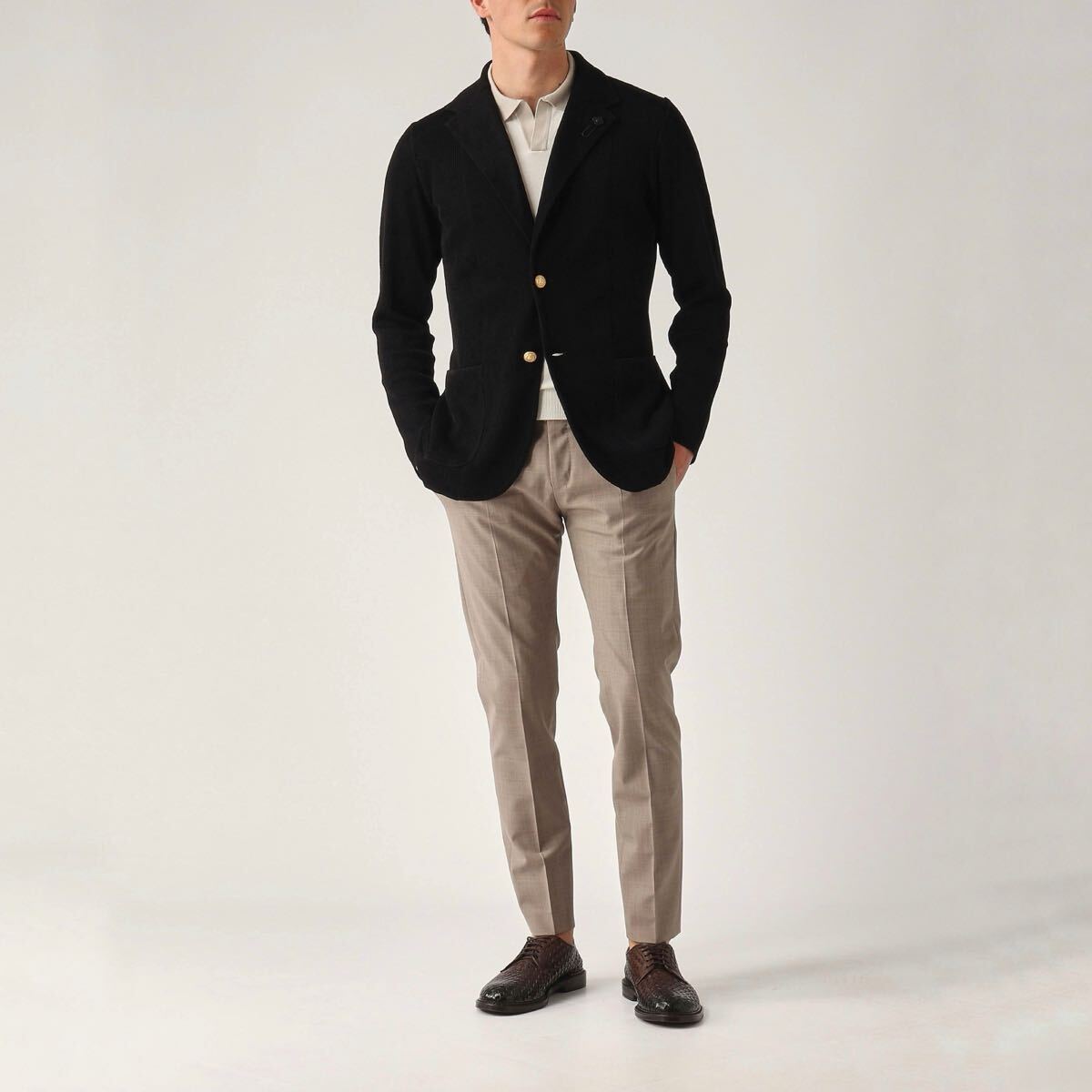  превосходный товар LARDINI 25SS вязаный tailored jacket M Brown Lardini нынешний Anne темно синий боковой Benz b-tonie-ru зажим золотой кнопка 