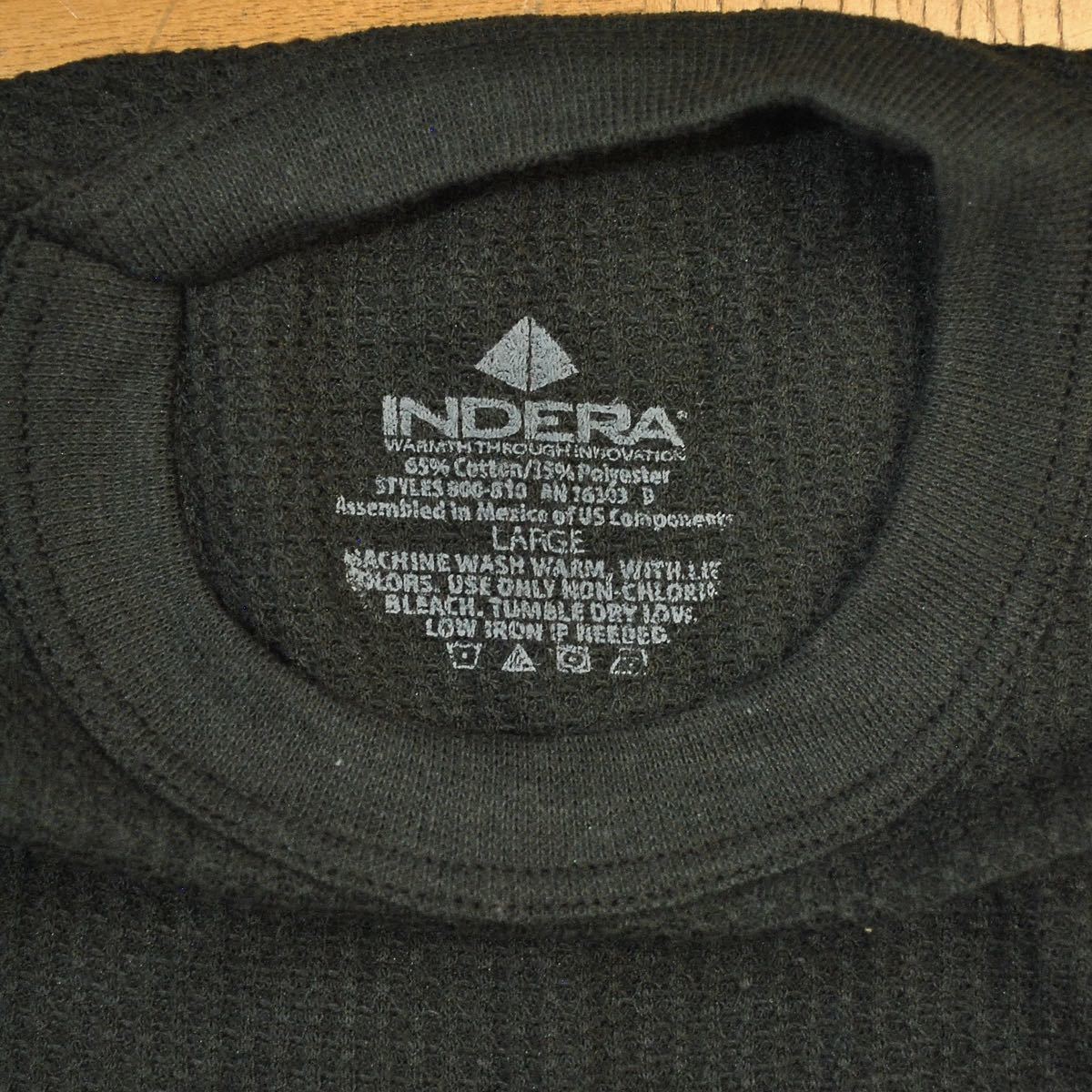 インデラINDERA長袖サーマルTシャツ【65/35ブラックL】ワッフルtee ロンt アウトドア キャンプ アメカジ ロングジョン アンダーウェア_画像8