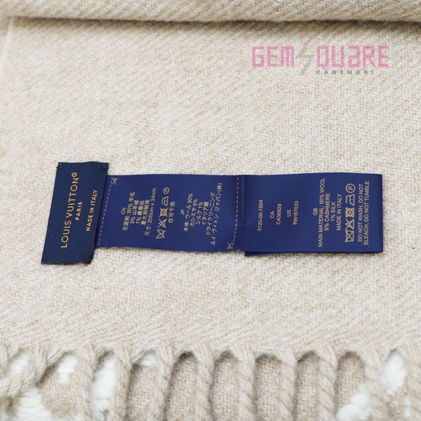 【値下げ交渉可】ルイヴィトン マフラーLV3D ブランクベージュ ウール＆シルク＆カシミヤ 未使用品 M94851【質(zhì)屋出店】