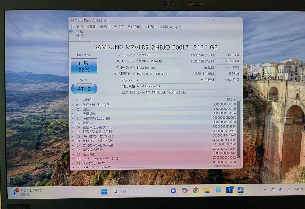 【訳あり・中古】ThinkPad X1 Carbon Core i7-10710U/16GB/512GB/解像度4K 3840x2160/WWAN対応/Win11 Pro_画像9