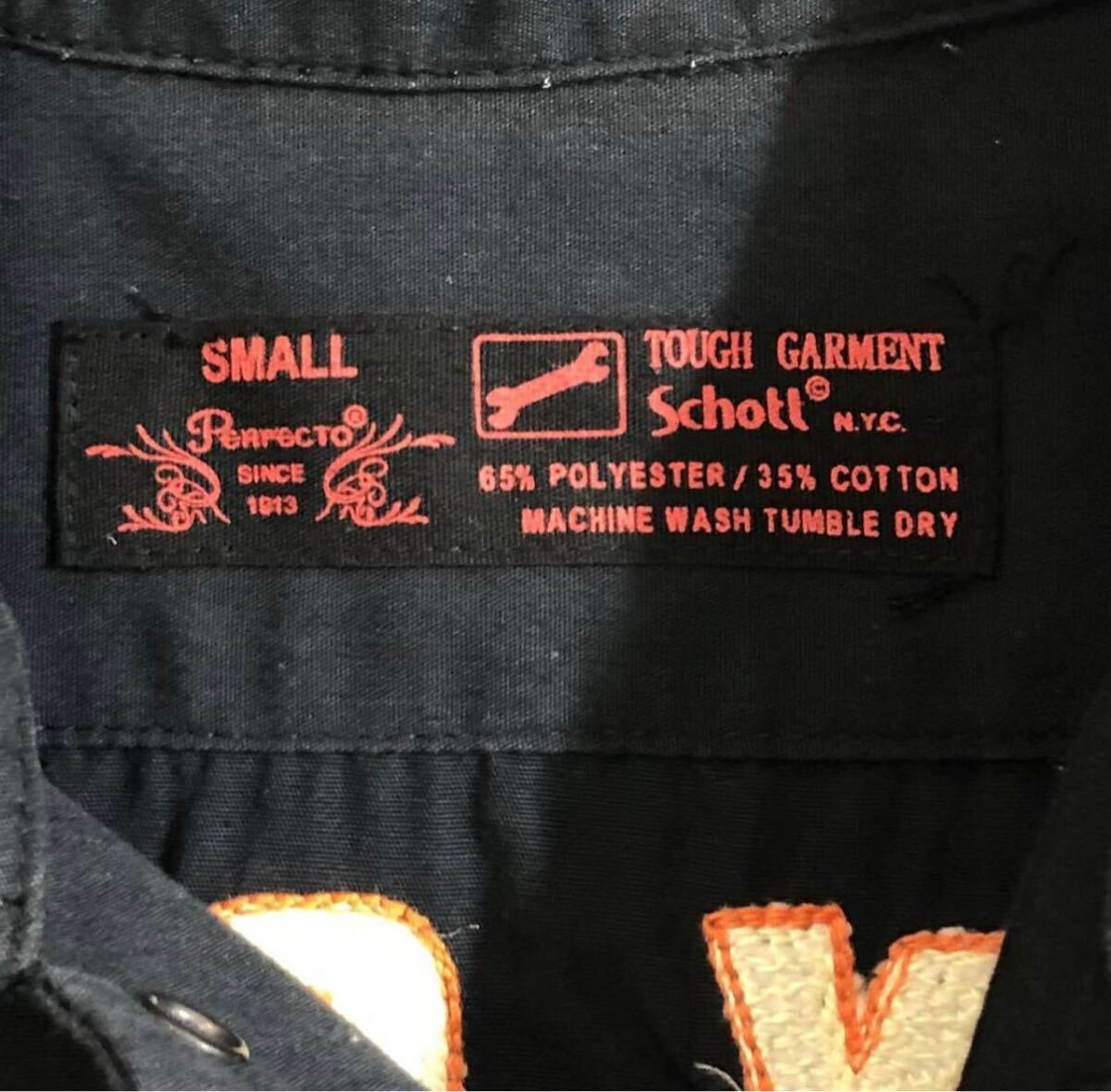  бесплатная доставка # Schott Schott # Logo tab цепь стежок вышивка короткий рукав bo- кольцо рубашка черный S